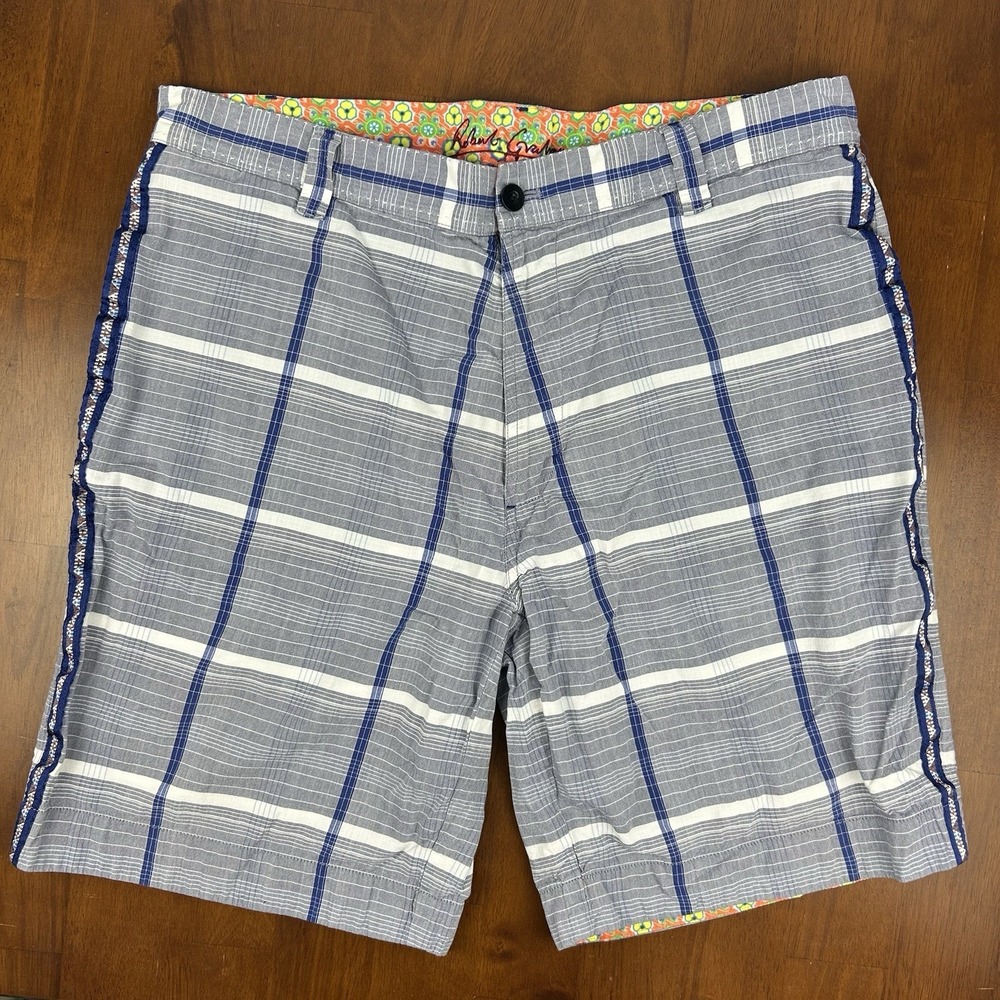 Robert Graham "Knowledge Wisdom Truth"‎ Glen Plaid Shorts Men's 36 Rolled Cuffs